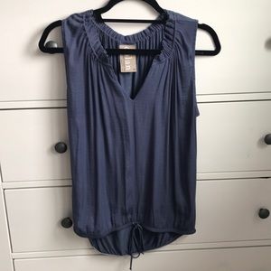 Blue gray sleeveless top tie waist XS